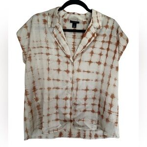 Halogen Short Sleeve Button-Front Blouse – Size L